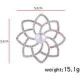 2 stks Legering Diamond Double Flower Broches Temperament Wild Clothes Pin (B07343)