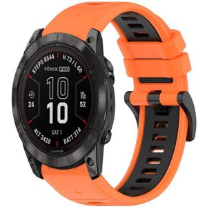 Voor Garmin Fenix 7X Pro 51 mm 26 mm sport tweekleurige siliconen horlogeband (oranje + zwart)
