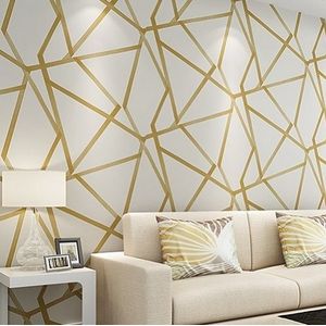 Moderne minimalistische geometrische patroon non-woven behang slaapkamer woonkamer wallpaper (gouden)
