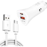 TE-P23 38W PD 20W USB-C / TYPE-C + QC3.0 USB Triangle Car Charger + USB naar Micro USB -gegevenskabel  lengte: 1m