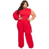 Vrouwen plus size sweatpants wide poot broek (kleur: rood maat: xxxxl)