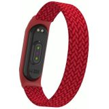 Voor Xiaomi Mi Band 5 / 4 / 3 / Huami Single Lap Gevlochten Garen + TPU Polsband horlogebandjes  Maat: L (Rood)