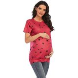 Gedrukte T-shirt met korte mouwen Plus Size Maternity Wear (Color: Red Size: XL)