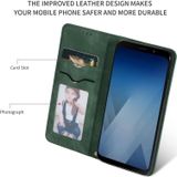 Retro huid voelen Business magnetische horizontale Flip lederen case voor Samsung Galaxy A8 plus 2018 ?? (Army Green)