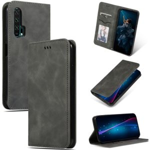 Retro huid voelen Business magnetische horizontale Flip lederen case voor Huawei Honor 20 Pro (donkergrijs)