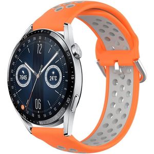 Voor Huawei Watch GT3 42 mm 20 mm geperforeerde ademende sport siliconen horlogeband (oranje + grijs)