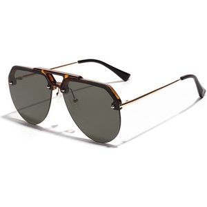 8865 HD gepolariseerde UV-bescherming kleur pilot-stijl frameless zonnebril (Tortoise frame donkergroen)