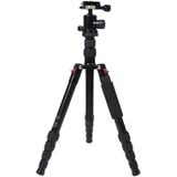 Triopo MT-2505C Verstelbaar Portable Statief Aluminium Tripod Standaard met NB-1S Balhoofd voor Canon Nikon Sony DSLR Camera (zwart)