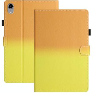 Voor iPad mini 6 Stiksel Gradint lederen tablethoes (oranje geel)