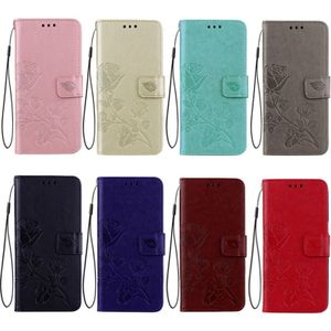 Voor Galaxy J5 (2016) / J510 rozen bloemen patroon Flip leerhoes gedrukt met houder & kaartsleuven & portemonnee (goud)