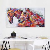 Twee paarden aquarel decoratieve olieverfschilderij woonkamer decoratie schilderij frameless kern  grootte: 20 x 40 cm (twee paarden)