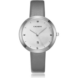 CAGARNY 6871 Fashion Life waterdichte zilveren shell stalen band quartz horloge (grijs)