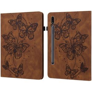 Voor Samsung Galaxy Tab S7 T870 / T875 / T876B relif Butterfly Pattern Horizontal Flip Lederen Tablet Case (Brown)