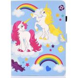 Voor Galaxy Tab S6 Lite Naaideraden horizontaal gespoten platte leren behuizing met Pen Cover & Anti Skid Strip & Card Slot & Holder(Color Unicorn)