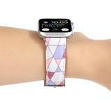 Marmeren etnische stijl bedrukte lederen horlogeband voor Apple Watch Series 6 & SE & 5 & 4 44mm / 3 & 2 & 1 42mm (Marmer Roze)