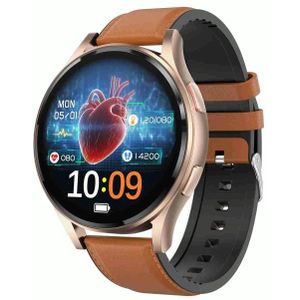 1 43 inch lederen band Bluetooth-oproep Smart Watch Ondersteuning ECG / niet-invasieve bloedsuikerspiegel