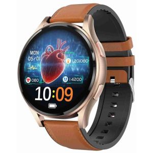 1 43 inch lederen band Bluetooth-oproep Smart Watch Ondersteuning ECG / niet-invasieve bloedsuikerspiegel