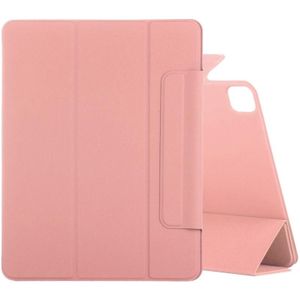 Horizontale Flip Ultra-dunne dubbelzijdige clip vaste gesp magnetische PU lederen case met drie-vouwen houder & slaap / Wake-up Functie Voor iPad Pro 12.9 inch (2020)(Roze)