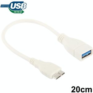 Micro USB 3.0 naar USB 3.0 OTG kabel voor samsung galaxy note iii / n9000  lengte: 20cm wit