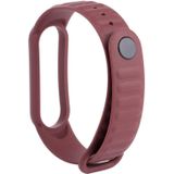 For Xiaomi Mi Band 6 / 5 Universal Silicone Leather Texture Replacement Strap Watchband(Wine Red)