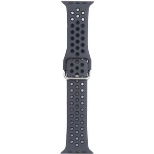 Metalen gesp siliconen vervanging horlogeband voor Apple Watch Series 6 & SE & 5 & 4 44mm / 3 & 2 & 1 42mm (donkergrijs + zwart)