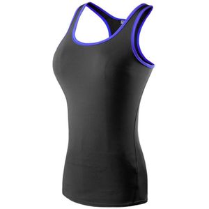 Tight Training Yoga Running Fitness Quick Dry Sports Vest (Kleur: Zwart Blauw Formaat:XXL)