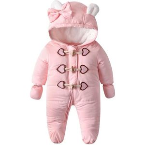 Gewatteerde en fluwelen warme baby onesies (kleur: roze maat: 59)