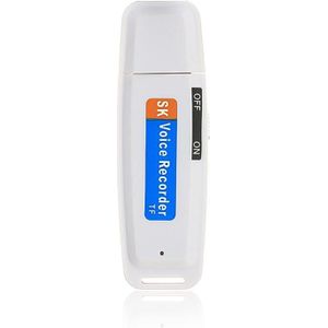 SK001 professionele oplaadbare u-schijf draagbare USB digitale audio voice recorder pen ondersteuning TF-kaart tot 32GB Dictaphone Flash Drive (wit)