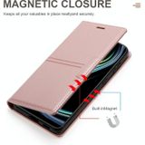 Voor Samsung Galaxy S21 FE 5G DROOM Magnetische zuigbedrijf Horizontale Flip PU Lederen Case met Houder & Card Slot & Portemonnee (ROSE GOUD)