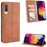 Magnetische Buckle retro Crazy Horse textuur horizontale Flip lederen case voor Galaxy A70  met houder & kaartsleuven & fotolijstjes (bruin)