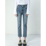 Lente zomer negen punt rechte skinny jeans (kleur: retro blauw maat: 29)