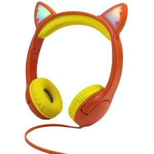 LX-K06 3.5mm Wired Children Learning Luminous Cat Ear Headset  Cable Length: 1.2m(Orange)