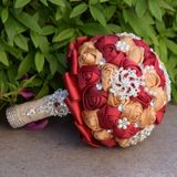 Parel diamant te houden bruiloft bloemen bruids boeket accessoires bruidsmeisje Rhinestone partij bruiloft decoratie benodigdheden  Diameter: 20cm(Red)