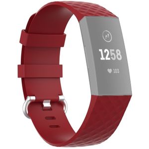 18mm Silver Color Buckle TPU Polsband horlogeband voor Fitbit Charge 4 / Charge 3 / Charge 3 SE (Rood)