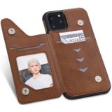 Voor iPhone 11 Pro Cat Tree Embossing Pattern Shockproof Protective Case with Card Slots & Photo Frame & Holder(Brown)