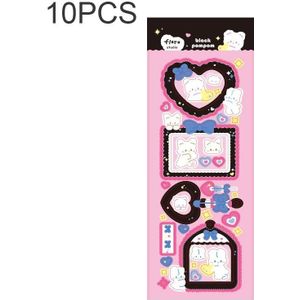 10 STKS Pompon Serie Laser Sticker Hand Account Waterdicht Huisdier Leuke Sticker (Zwart Roze)