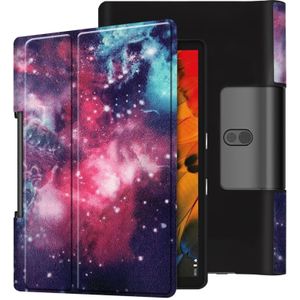 Voor Lenovo yoga Smart tab kleur tekening patroon horizontale Flip lederen draagtas met twee-vouwen houder (Galaxy Nebula)