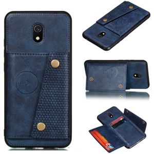 Voor Xiaomi Redmi 8A schokbestendige magnetische PU + TPU beschermhoes met kaartsleuven (blauw)