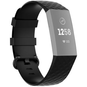 22mm Color Buckle TPU Polsband horlogeband voor Fitbit Charge 4 / Charge 3 / Charge 3 SE (Zwart)