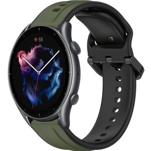 Voor Amazfit GTR 3 22 mm bolle lus tweekleurige siliconen horlogeband (donkergroen + zwart)