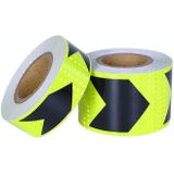 2 STUKS Fluorescerende Gele Zwarte Arrow Truck Sign Sticker Corridor Reflecterende Vloer Stickers  Specificatie: 5cm x 20m