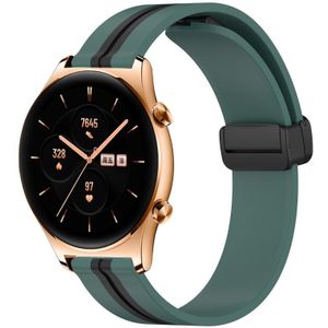 For Honor Watch GS 3 22 mm opvouwbare magnetische sluiting siliconen horlogeband (olijfgroen + zwart)