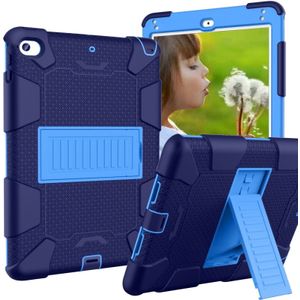 Schokbestendige tweekleurige siliconen beschermhuls voor iPad mini 2019 & 4  met houder (marineblauw + blauw)