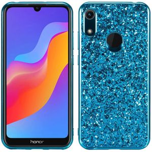 Glittery poeder schokbestendig TPU Case voor Huawei Honor Play 8A (blauw)