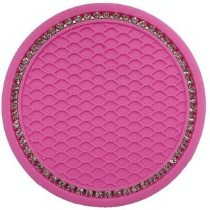 5 STUKS Auto Universele Diamond Honeycomb Water Coaster Auto Anti-Slip Mat (Rose Rode en Witte Diamanten)