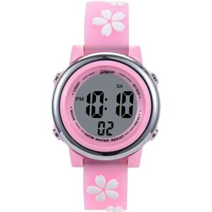 JNEW A380-86195 Kinderen Cartoon Cherry Blossom Waterdichte Tijdherkenning Kleurrijke LED Electronic Watch (Pink)