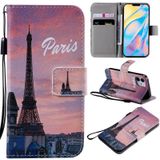 Schilderij horizontale flip lederen geval met houder & kaart slot & Lanyard voor iPhone 12 mini (Eiffeltoren)