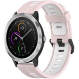Voor Garmin vivoactive3 20 mm verticaal patroon tweekleurige siliconen horlogeband (roze+wit)