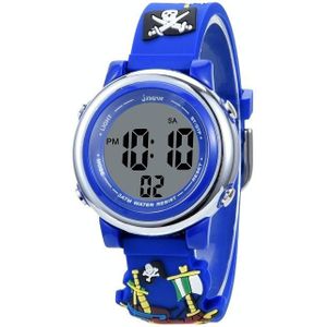 JNEW A380-20092 Kinderen Cartoon 3D Piratenschip Waterdichte Tijd Cognitieve Multifunctionele Sports LED Electronic Watch