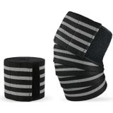 2 PCS Nylon Four Stripes Bandage Wrapped Sports Knee Pads(Black White)